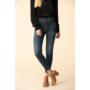 Veronica Beard Debbie 10" Skinny Jeans, Gold Button Fly, High Rise, Sz 26, New